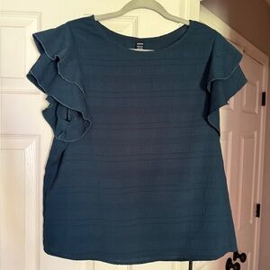SHEIN Dark Teal Ruffle Sleeve Blouse